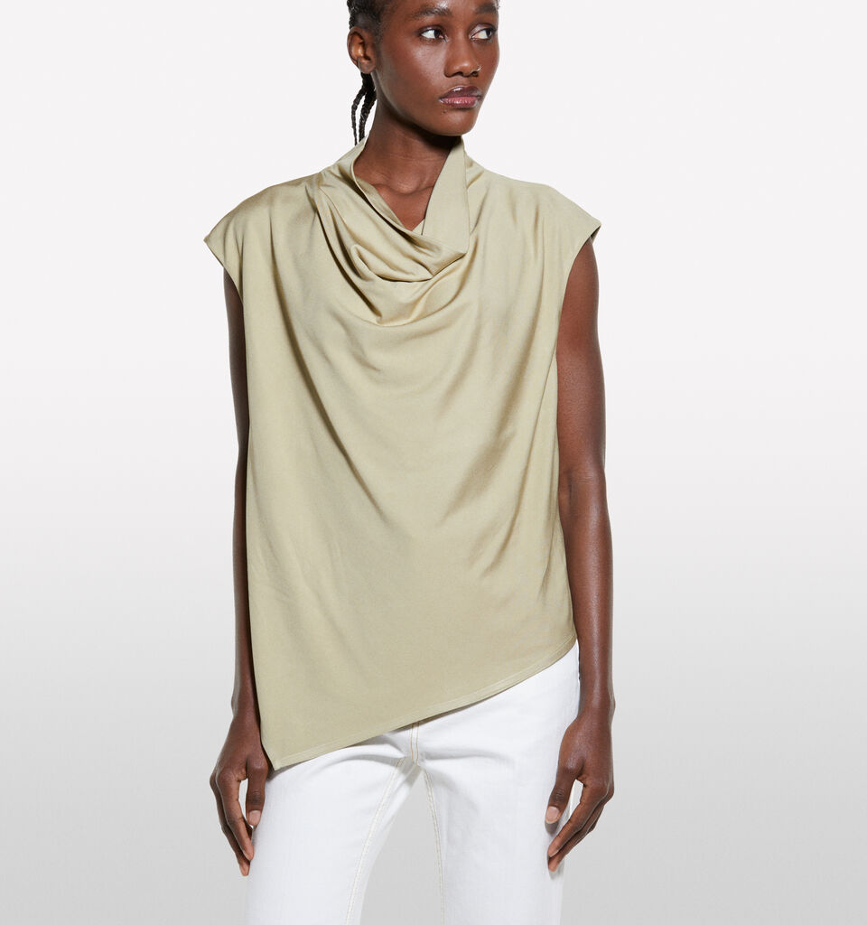 Military green draped top - blouses pour femme - Kaki | Sisley image number 4
